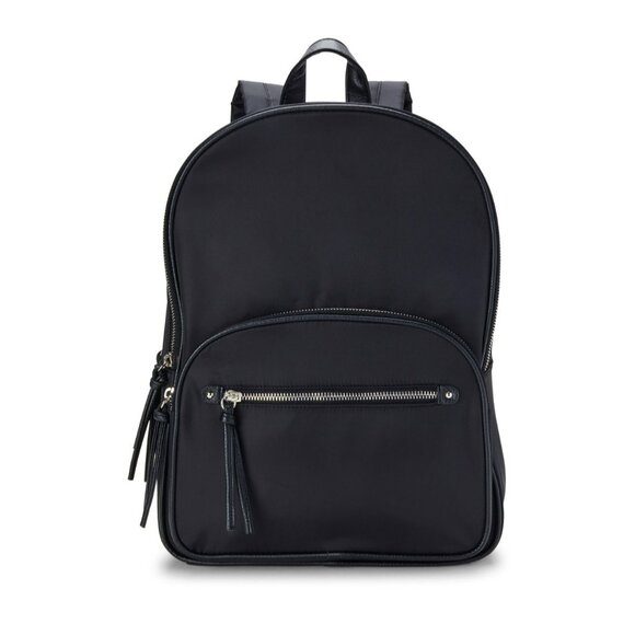 NWT No Boundaries Black Double Gusset Travel School Stylish Black Zip Backpack - Picture 1 of 4